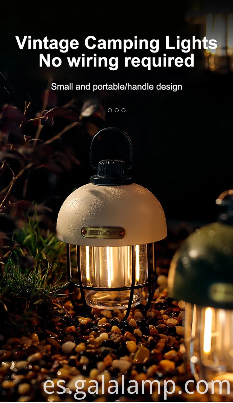 Luz de campamento solar LED retro con batería incorporada en 18650